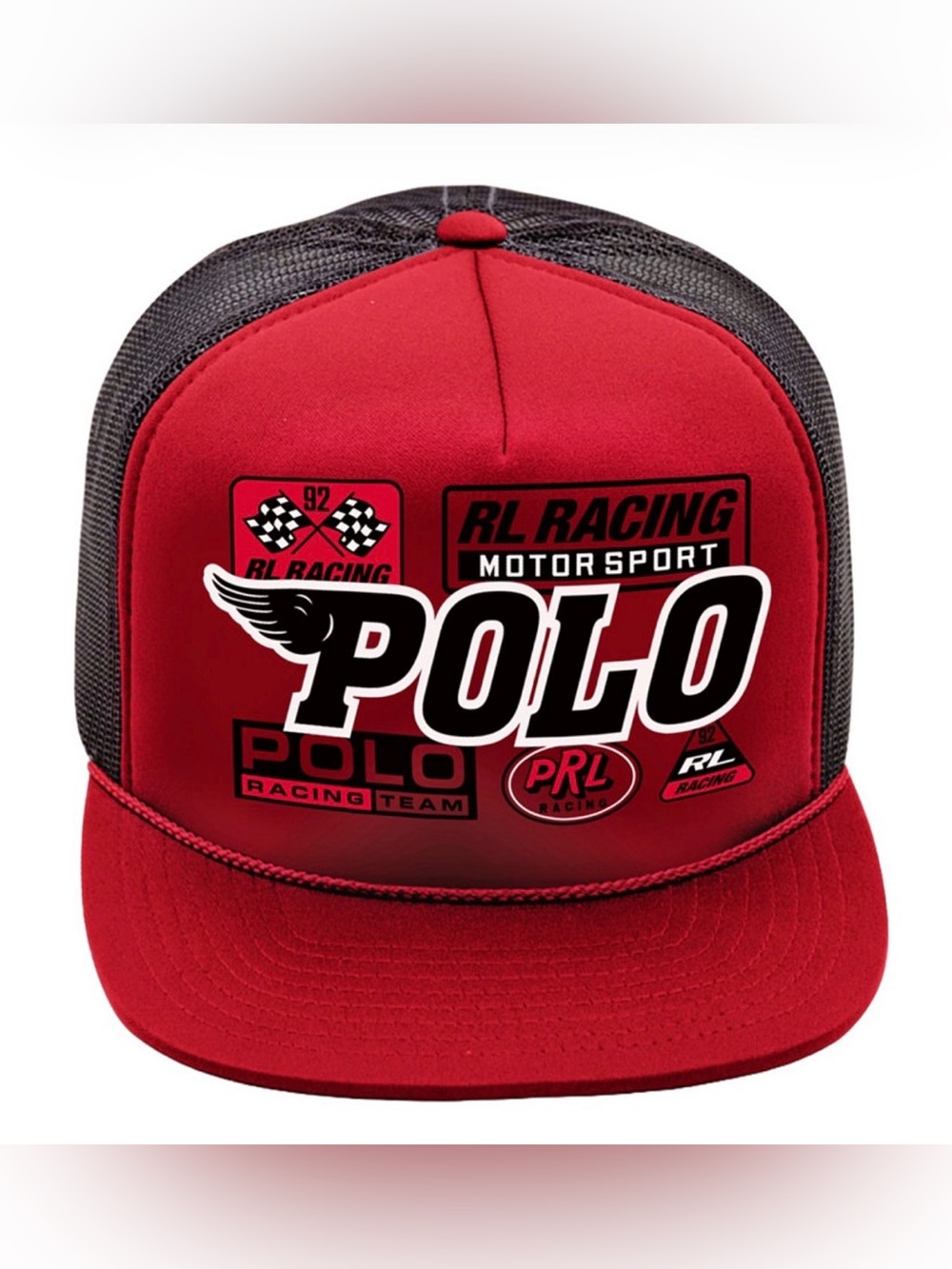 Polo by Ralph Lauren Red and Black Racing Trucker Hat